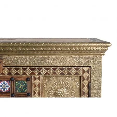Mueble TV Repujado con Azulejos Madera Acacia Maciza Colección Benin 180x40x60 Cm - Giner y Colomer (2)