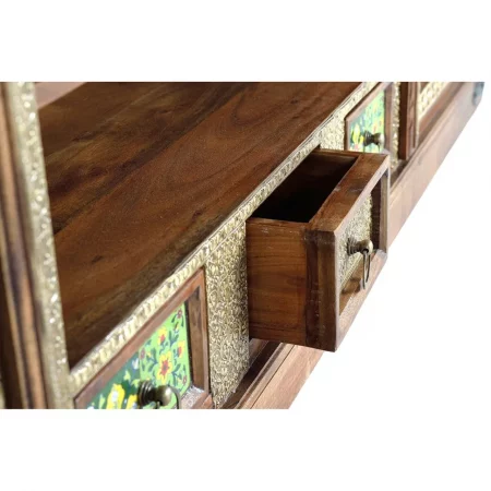 Mueble TV Repujado con Azulejos Madera Acacia Maciza Colección Benin 180x40x60 Cm - Giner y Colomer (3)