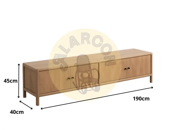 Mueble TV bajo de madera de mango con 4 puertas 45x27,5 cm y patas de 10 cm-MOVIL (2)