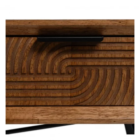 Mueble TV de Madera de Caucho y Metal Marrón y Negro 3 Cajones - Ixia (11)