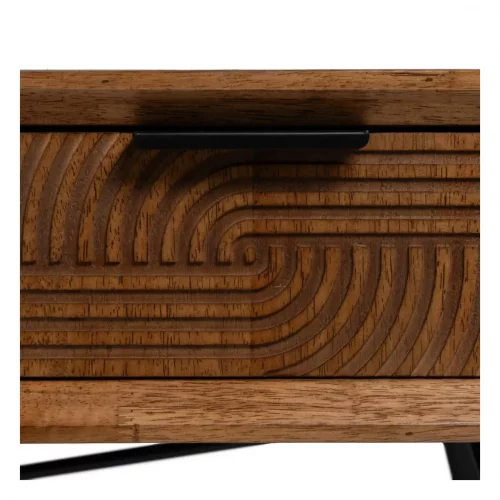 Mueble TV de Madera de Caucho y Metal Marrón y Negro 3 Cajones - Ixia (11)