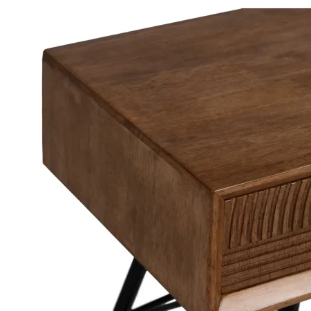 Mueble TV de Madera de Caucho y Metal Marrón y Negro 3 Cajones - Ixia (5)