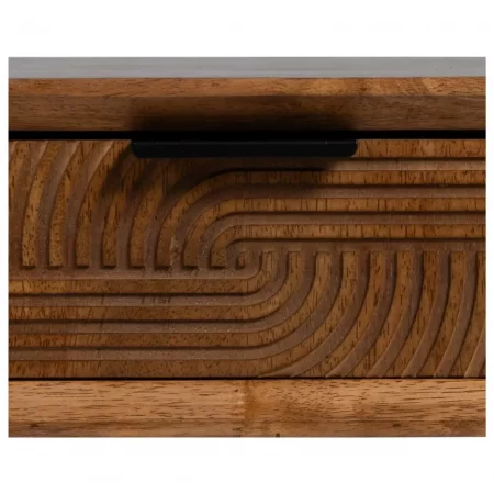 Mueble TV de Madera de Caucho y Metal Marrón y Negro 3 Cajones - Ixia (6)