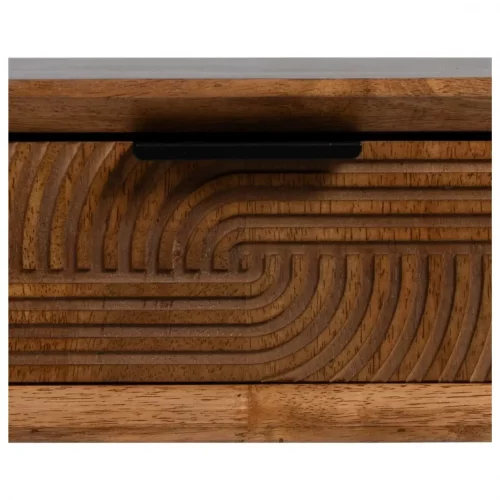 Mueble TV de Madera de Caucho y Metal Marrón y Negro 3 Cajones - Ixia (6)