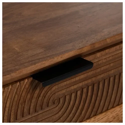 Mueble TV de Madera de Caucho y Metal Marrón y Negro 3 Cajones - Ixia (7)