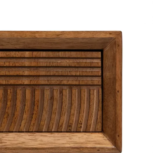 Mueble TV de Madera de Caucho y Metal Marrón y Negro 3 Cajones - Ixia (8)