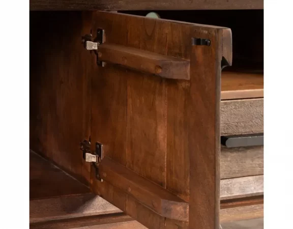 Mueble TV de madera de mango con 2 puertas y cajón central – 180 cm-MOVIL (6)