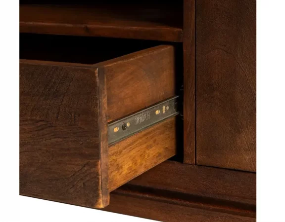 Mueble TV de madera de mango con 2 puertas y cajón central – 180 cm-MOVIL (7)