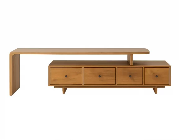 Mueble TV de madera de mango con módulos y cajones – 160x40x50 cm y 145x40x35 cm-MOVIL (1)