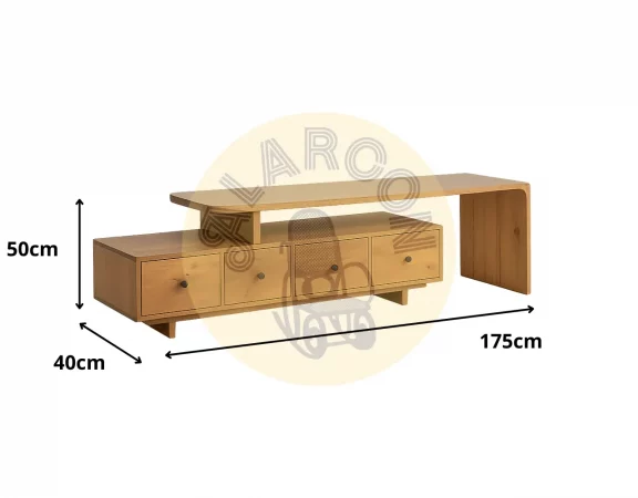 Mueble TV de madera de mango con módulos y cajones – 160x40x50 cm y 145x40x35 cm-MOVIL (2)