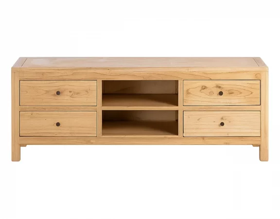 Mueble TV de madera mindi con 4 cajones y 2 estantes – 44,5x15 cm, patas 10 cm-MOVIL (1)