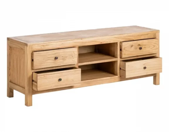 Mueble TV de madera mindi con 4 cajones y 2 estantes – 44,5x15 cm, patas 10 cm-MOVIL (4)