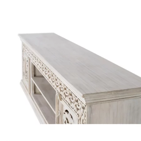 Mueble Televisión Madera Mango Decapado Blanco 180x40x60 Cm - Giner y Colomer (6)