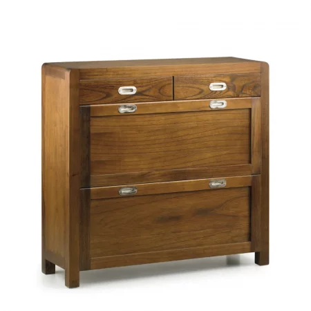 Mueble Zapatero en Madera de Mindi con 2 Cajones y 2 Puertas Abatibles Modelo Flash 100x30x92 Cm - Moycor (1)
