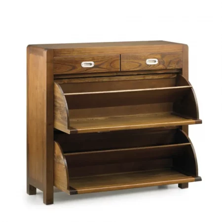 Mueble Zapatero en Madera de Mindi con 2 Cajones y 2 Puertas Abatibles Modelo Flash 100x30x92 Cm - Moycor (2)