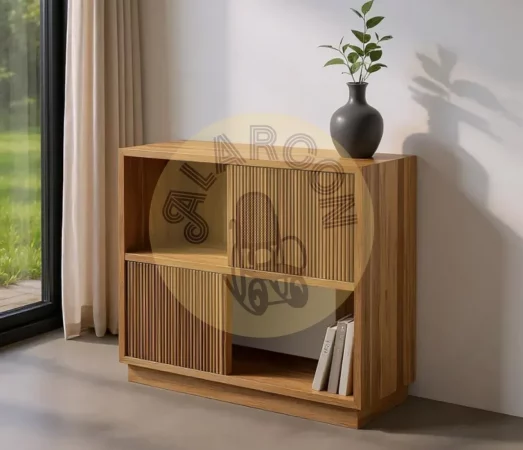 Mueble auxiliar Bellamonte de madera de teca reciclada natural 100x35x89 cm - MOVIL (3)