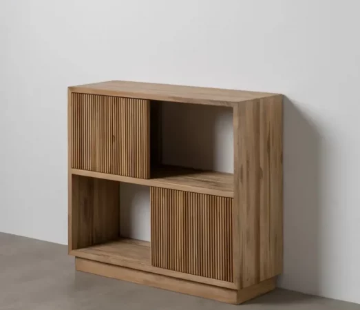 Mueble auxiliar Bellamonte de madera de teca reciclada natural 100x35x89 cm - MOVIL (4)