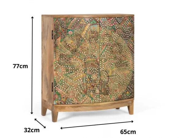 Mueble auxiliar de madera con puertas decoradas en mosaico artesanal – 77x65x32 cm-MOVIL (2)