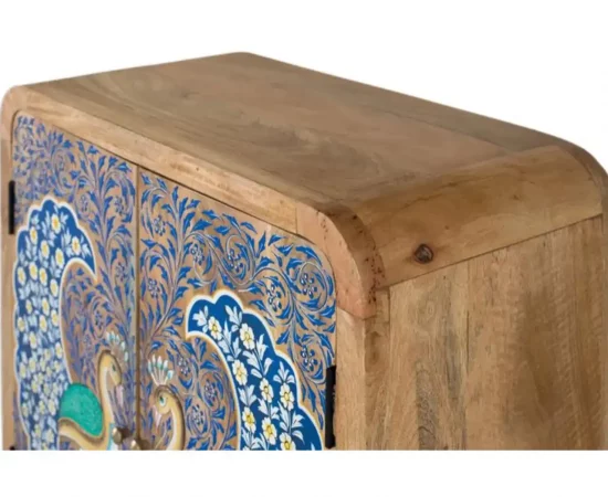 Mueble de Madera Maciza con Diseño Artesanal de Pavos Reales – Aparador Retro-Bohemio-MOVIL (6)