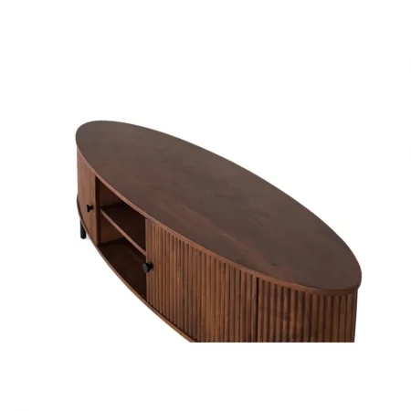 Mueble de TV 2 Puertas Madera de Acacia Ovalado Colección Ludhiana 170x48x50 Cm - Giner y Colomer (3)