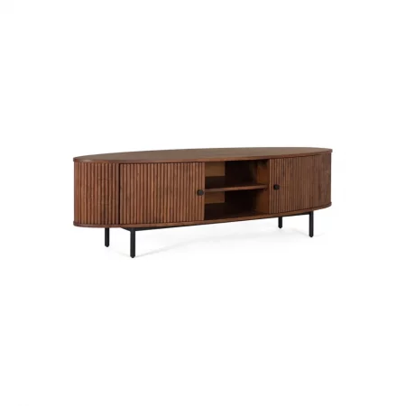 Mueble de TV 2 Puertas Madera de Acacia Ovalado Colección Ludhiana 170x48x50 Cm - Giner y Colomer (4)
