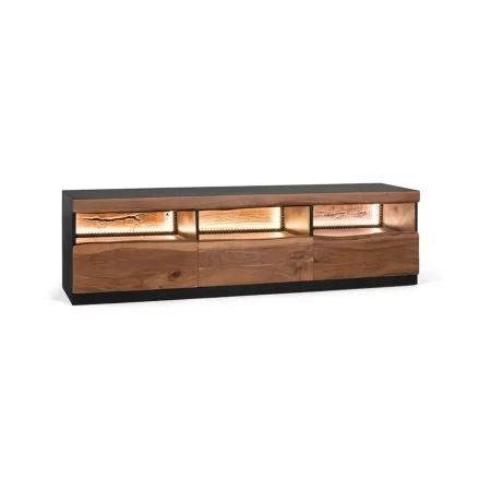 Mueble de TV 3 Cajones con Iluminación Madera de Acacia Maciza Colección Imphal 180x42x50 Cm - Giner y Colomer (2)