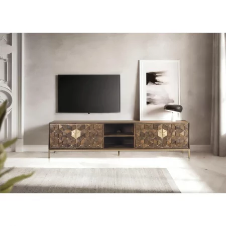 Mueble de TV 4 Puertas Fabricado en Madera de Mango Colección Bora Bora190x40x50 Cm - Giner y Colomer (5)