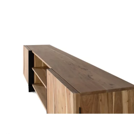 Mueble de TV Madera Acacia Patas de Metal 2 Puertas 200x40x50 Cm - Giner y Colomer (1)