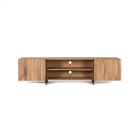 Mueble de TV Madera Acacia Patas de Metal 2 Puertas 200x40x50 Cm - Giner y Colomer (6)