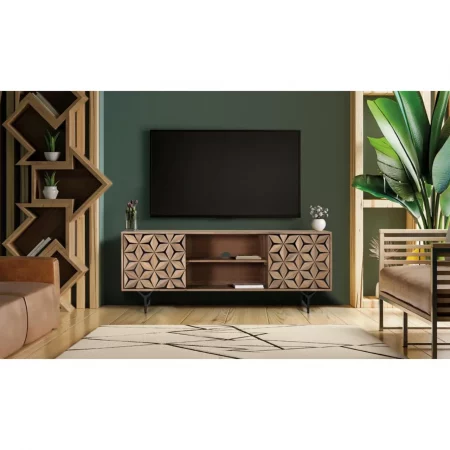 Mueble de TV Madera Mango 2 Puertas Colección Mysore 147x38x57 Cm - Giner y Colomer (2)