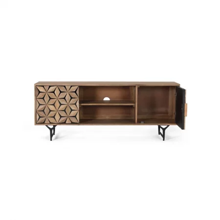 Mueble de TV Madera Mango 2 Puertas Colección Mysore 147x38x57 Cm - Giner y Colomer (4)
