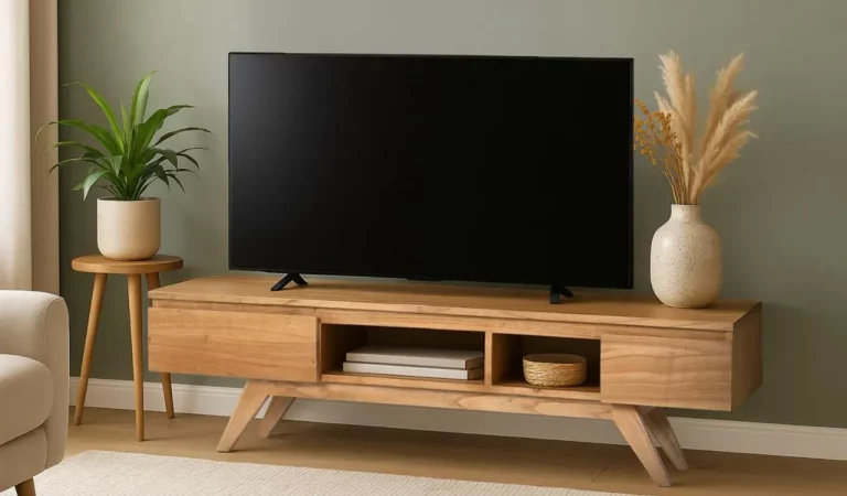 Mueble de TV Madera de Mindi con 2 Cajones 150x35x40 Cm - Giner y Colomer (2)