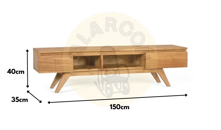Mueble de TV Madera de Mindi con 2 Cajones 150x35x40 Cm - Giner y Colomer (5)
