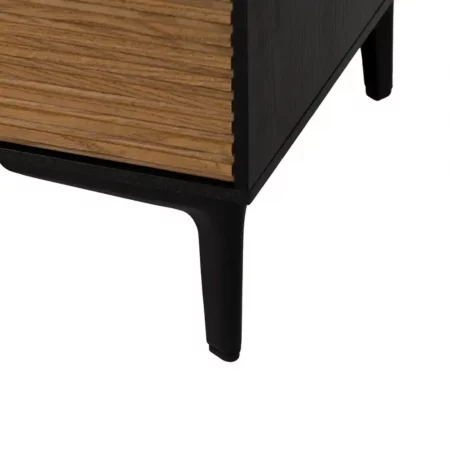 Mueble de TV Negro-Natural de Madera de Fresno 2 Puertas 1 Cajon - IXIA (13)