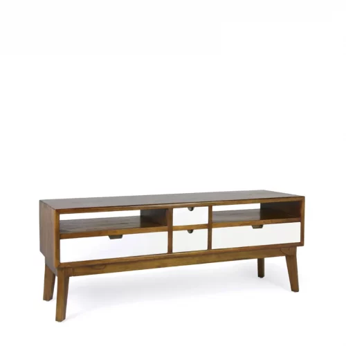 Mueble de TV con 4 Cajones y 2 Huecos Colección Artic 140x40x50 Cm - Moycor (1)