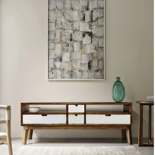 Mueble de TV con 4 Cajones y 2 Huecos Colección Artic 140x40x50 Cm - Moycor (6)