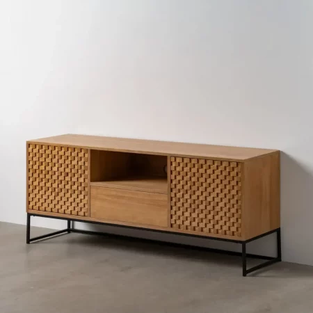Mueble de TV de Madera Natural de Fresno 2 Puertas 1 Cajon - IXIA (1)