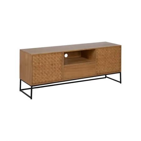 Mueble de TV de Madera Natural de Fresno 2 Puertas 1 Cajon - IXIA (2)