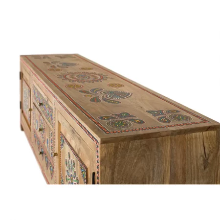 Mueble de TV de Madera de Mango Detallado a Mano 3 Cajones 2 Puertas - Giner y Colomer (3)