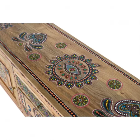 Mueble de TV de Madera de Mango Detallado a Mano 3 Cajones 2 Puertas - Giner y Colomer (5)