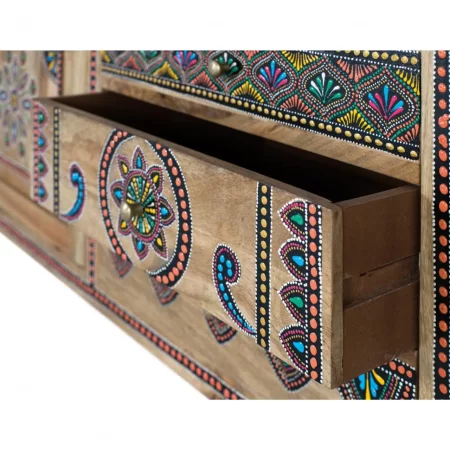 Mueble de TV de Madera de Mango Detallado a Mano 3 Cajones 2 Puertas - Giner y Colomer (6)