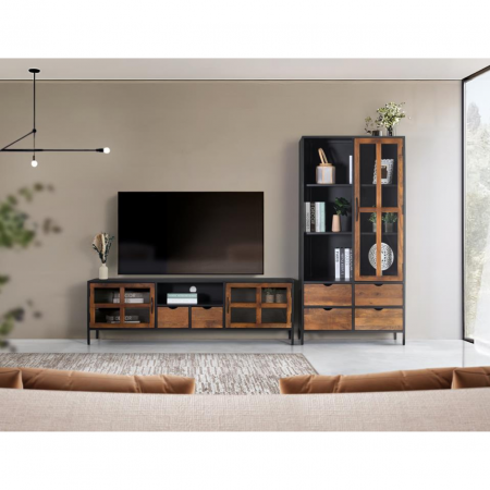 Mueble de TV de metal con madera de mango - Giner y Colomer - 1