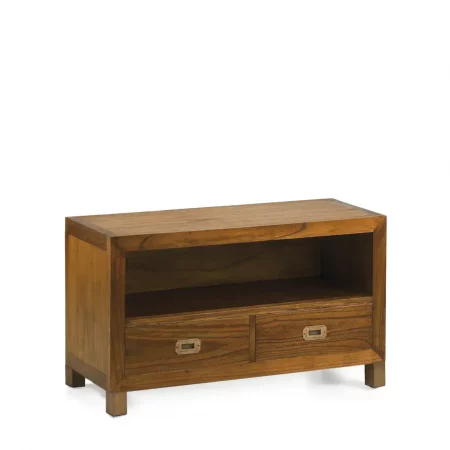 Mueble de TV en Madera de Mindi con 2 Cajones y 1 Hueco Modelo Star 90x35x45 Cm - Moycor (3)