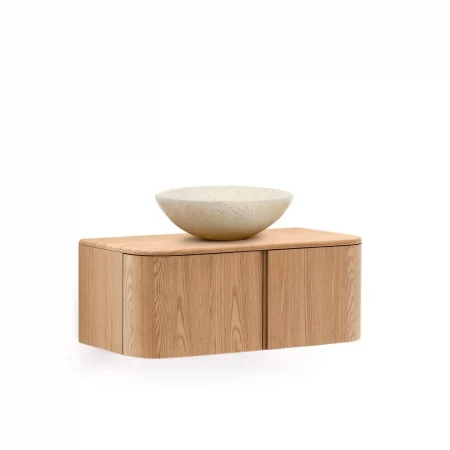 Mueble de baño Salaya de madera contrachapada de fresno con acabado natural 90 x 45 cm-1