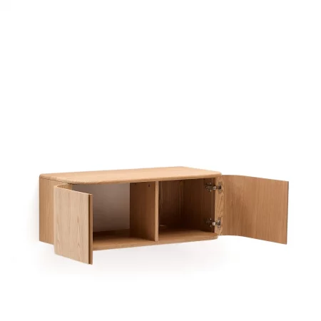 Mueble de baño Salaya de madera contrachapada de fresno con acabado natural 90 x 45 cm-3