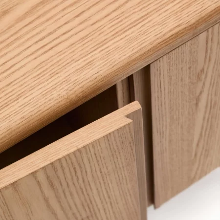 Mueble de baño Salaya de madera contrachapada de fresno con acabado natural 90 x 45 cm-6