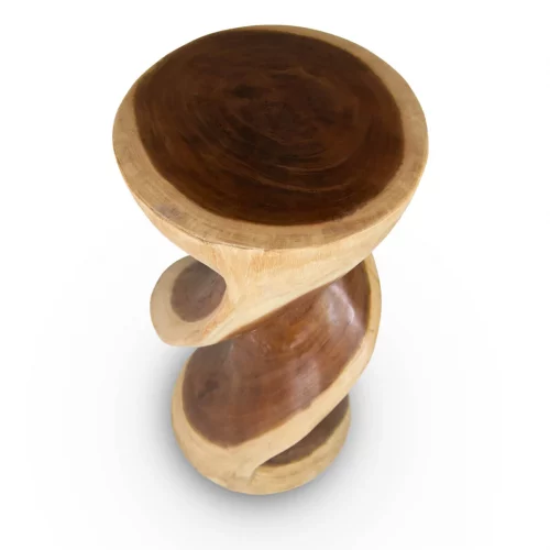 Pedestal Madera Suar Helice 35x35x76 Cm - Moycor (2)