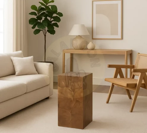 Pedestal de Trozos de Madera de Teca (2)movil