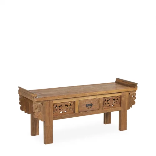 Pie de Cama en Madera de Teka con 1 Cajón 120x35x50 Cm - Moycor (1)