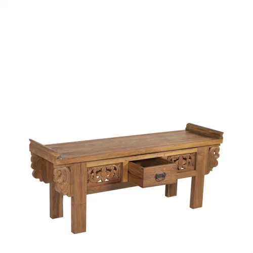 Pie de Cama en Madera de Teka con 1 Cajón 120x35x50 Cm - Moycor (2)